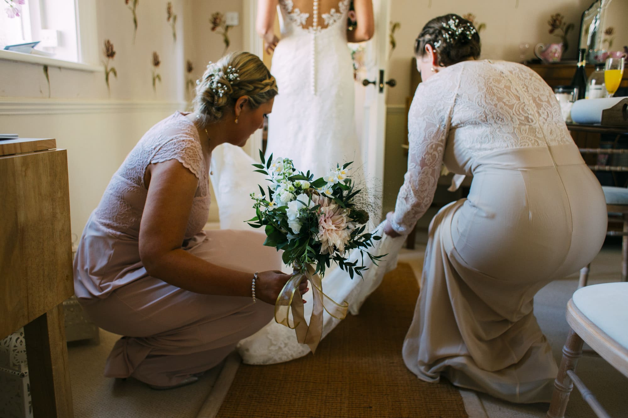 bridesmaids adjust dress