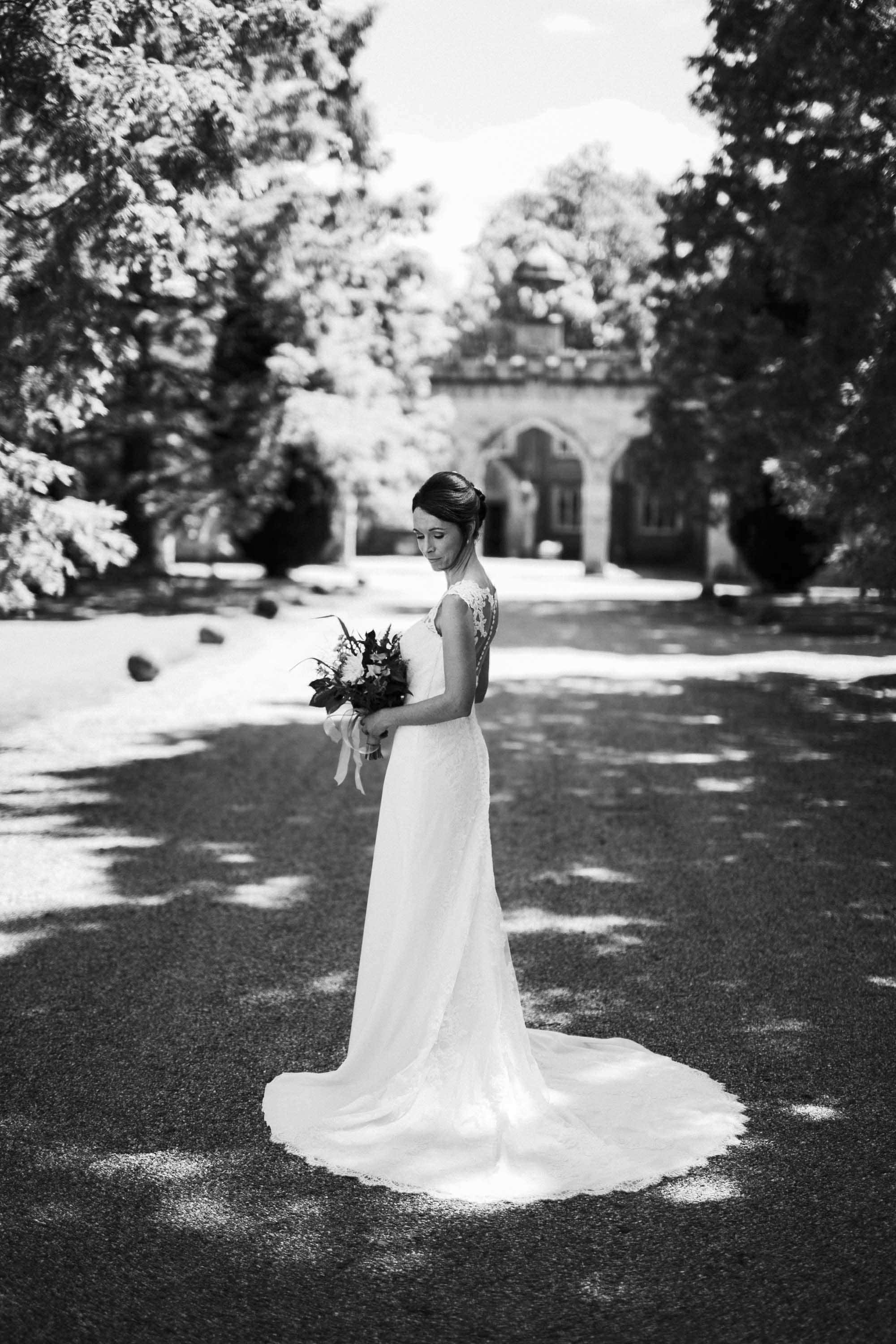 nether winchendon house wedding bride in black and white