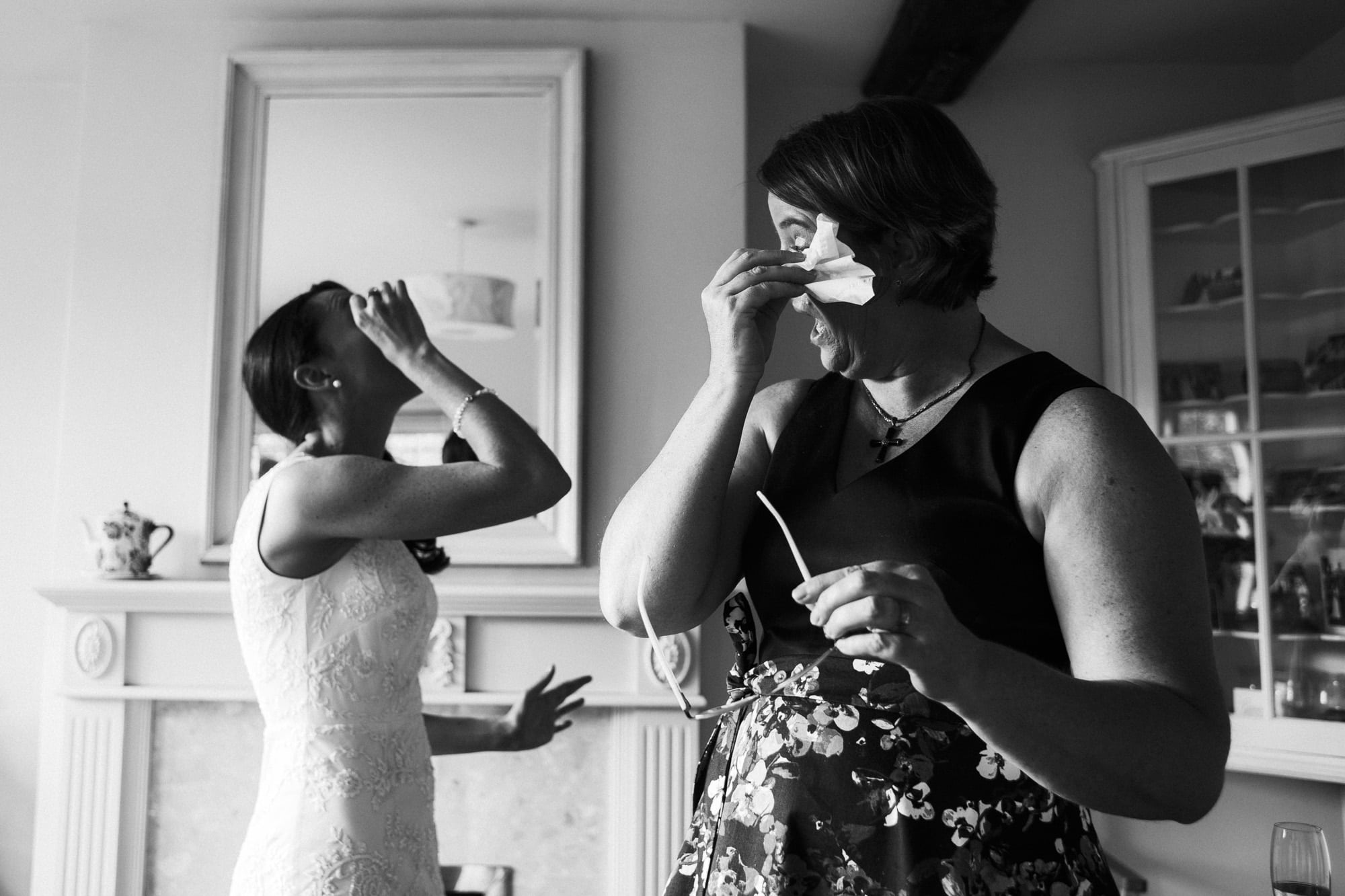 bride cries black and white photographs