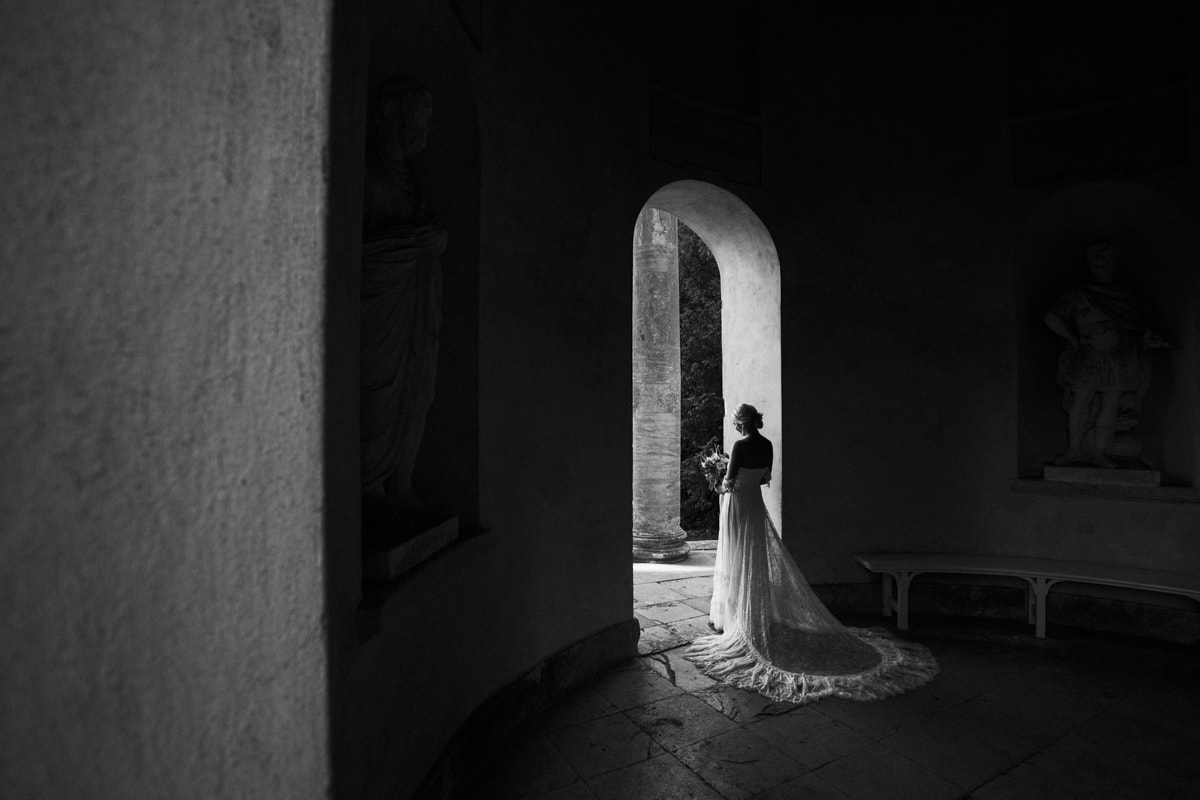 black and white wedding photograph